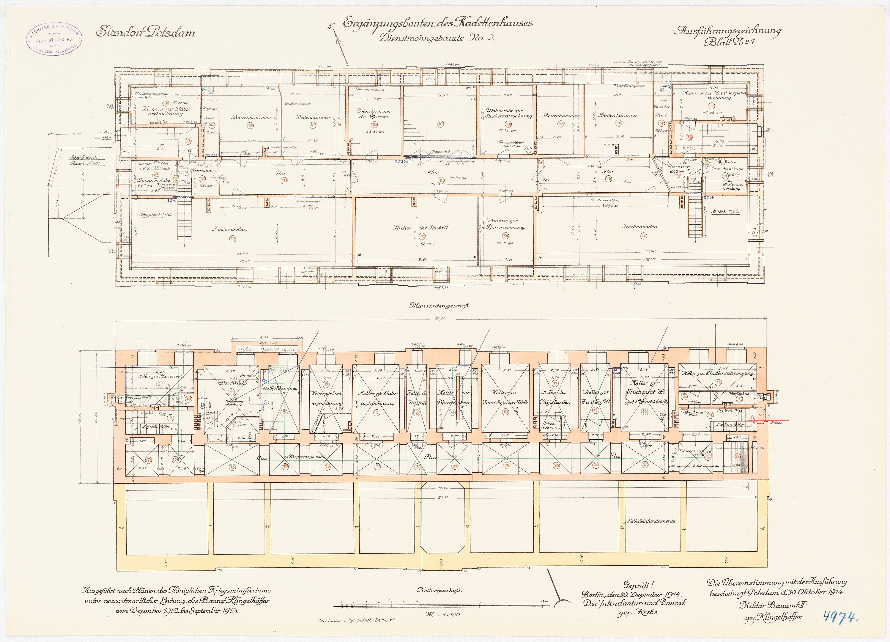 Ein detaillierter Grundrissplan eines Gebäudes mit zahlreichen Zimmern, der als Originalplan des Stadtplatzes in Dresden, Deutschland, gilt, mit umfassenden Layoutdetails und begleitendem Text.