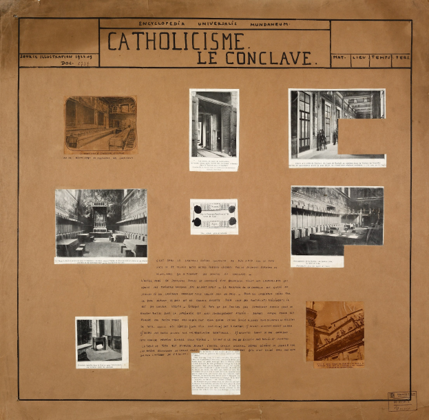 Ein Buch mit Bildern verschiedener Räume, Flure und Artefakte der katholischen Kirche, begleitet von Texten zu ihrer Geschichte und Bedeutung.